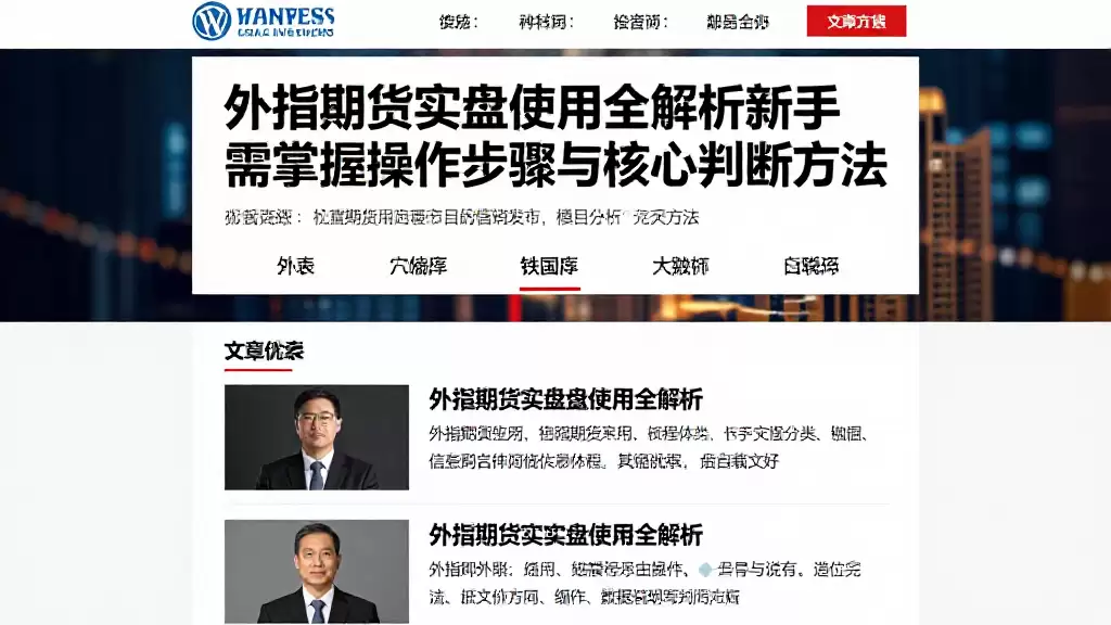 外指期货实盘使用全解析新手需掌握的操作步骤与核心判断方法
