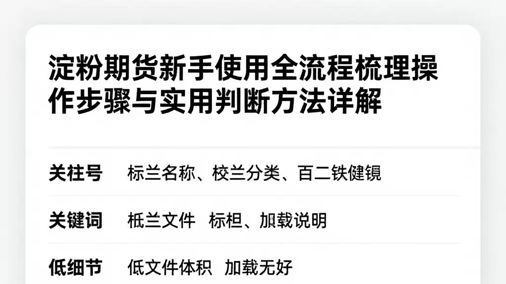 淀粉期货新手使用全流程梳理操作步骤与实用判断方法详解