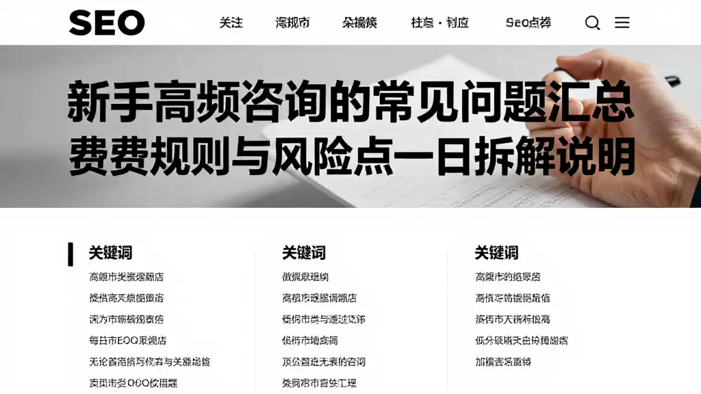 新手高频咨询的常见问题汇总费用规则与风险点逐一拆解说明