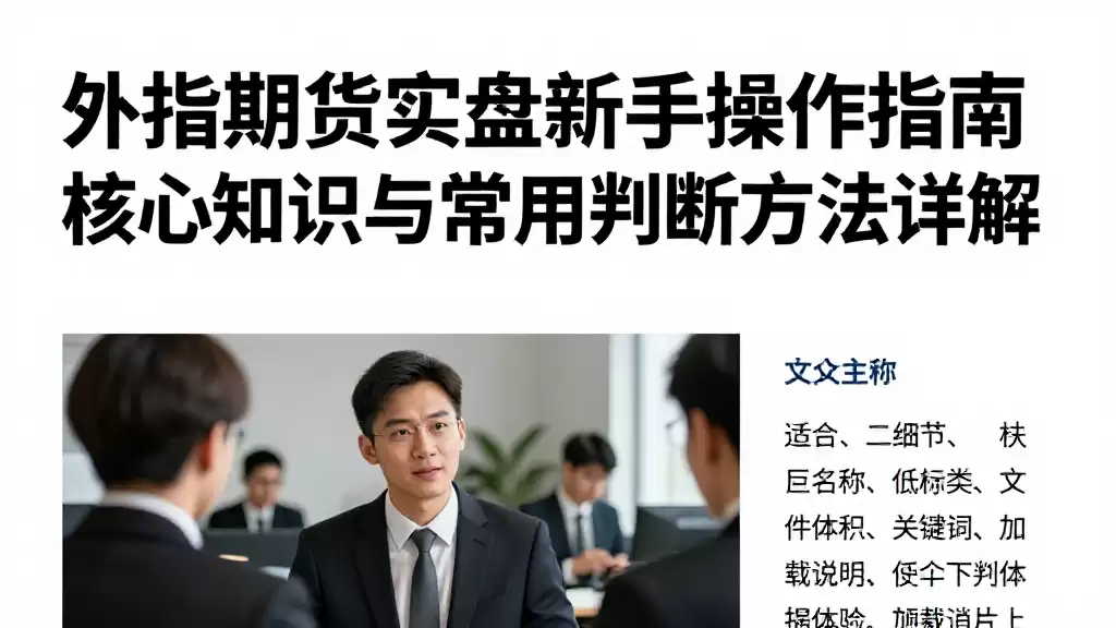 外指期货实盘新手操作指南核心知识与常用判断方法详解