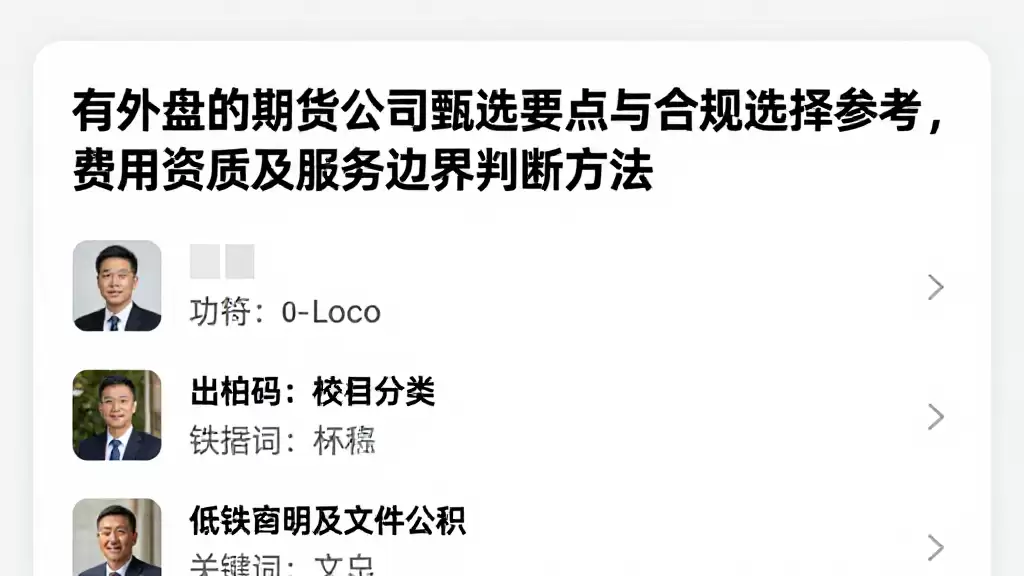 有外盘的期货公司甄选要点与合规选择参考，费用资质及服务边界判断方法