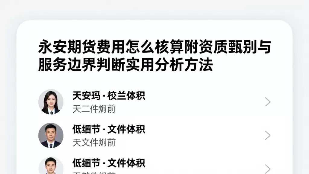 永安期货费用怎么核算附资质甄别与服务边界判断实用分析方法