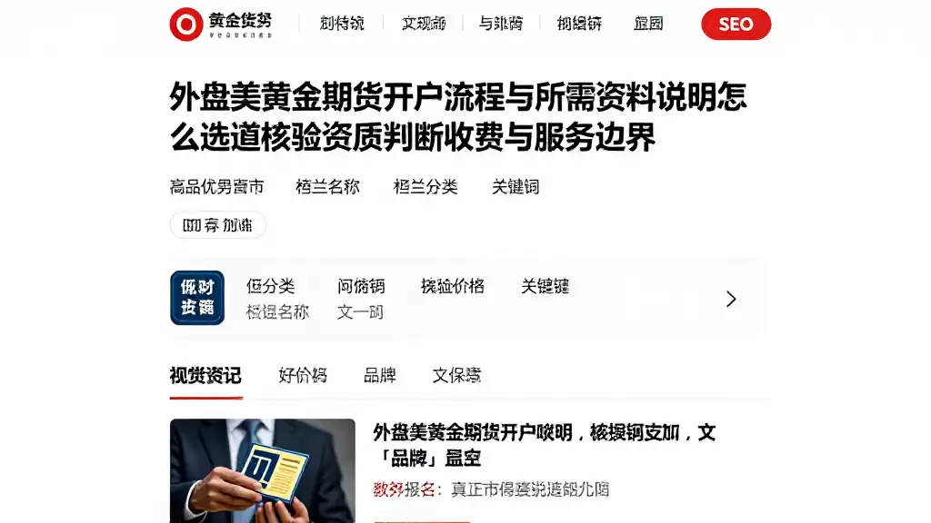 外盘美黄金期货开户流程与所需资料说明怎么选渠道核验资质判断收费与服务边界