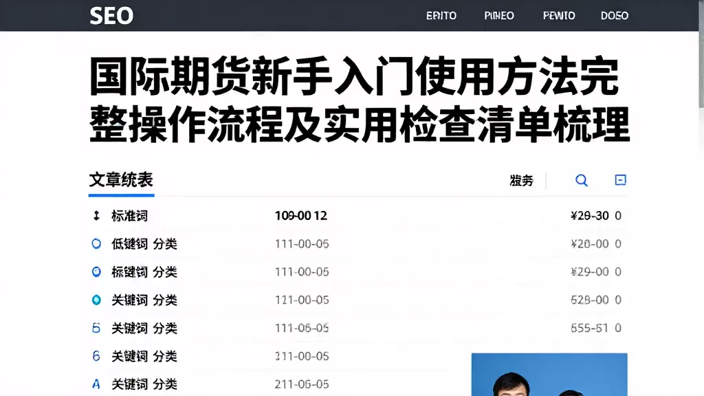 国际期货新手入门使用方法完整操作流程及实用检查清单梳理