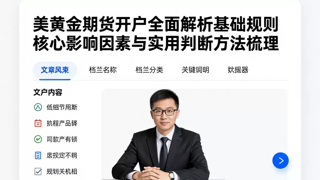 美黄金期货开户全面解析基础规则核心影响因素与实用判断方法梳理