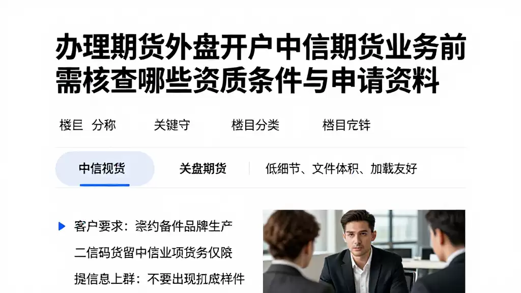 办理期货外盘开户中信期货业务前需核查哪些资质条件与申请资料