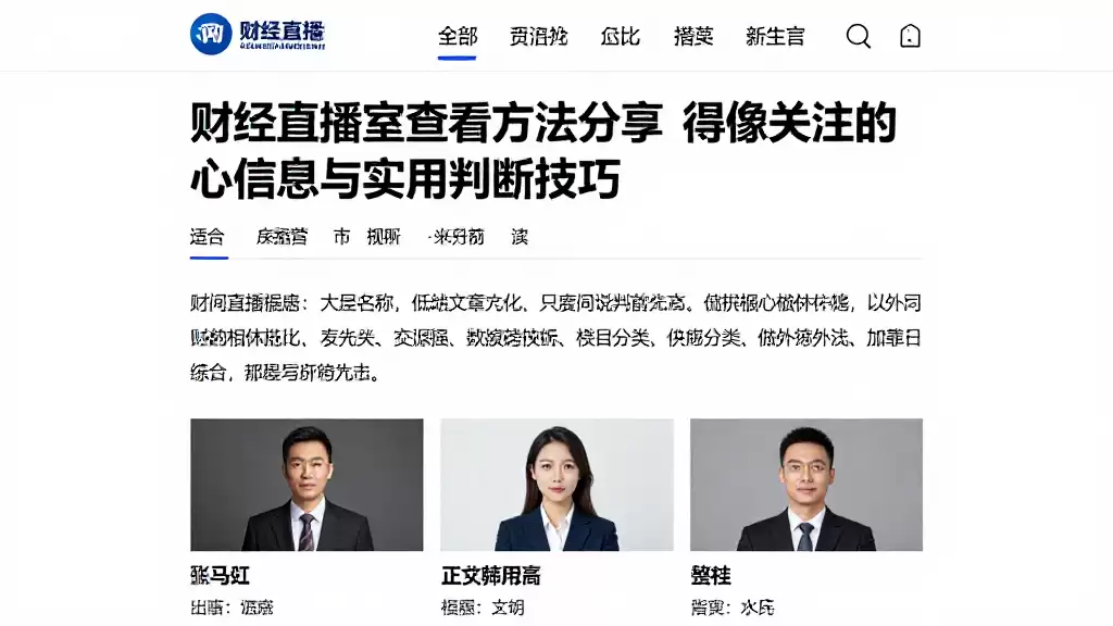 财经直播室查看方法分享值得关注的核心信息与实用判断技巧