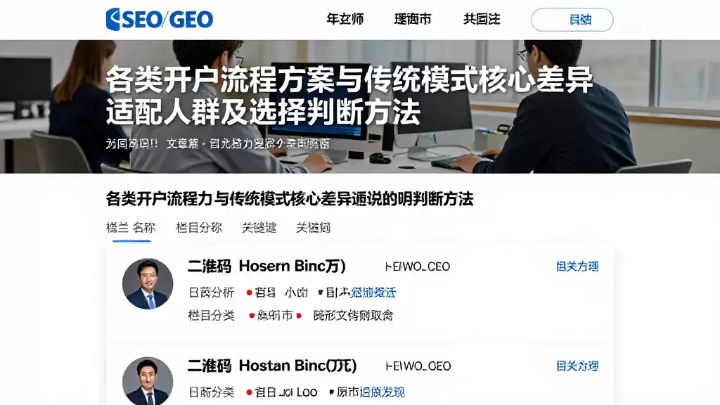 各类开户流程方案与传统模式核心差异适配人群及选择判断方法