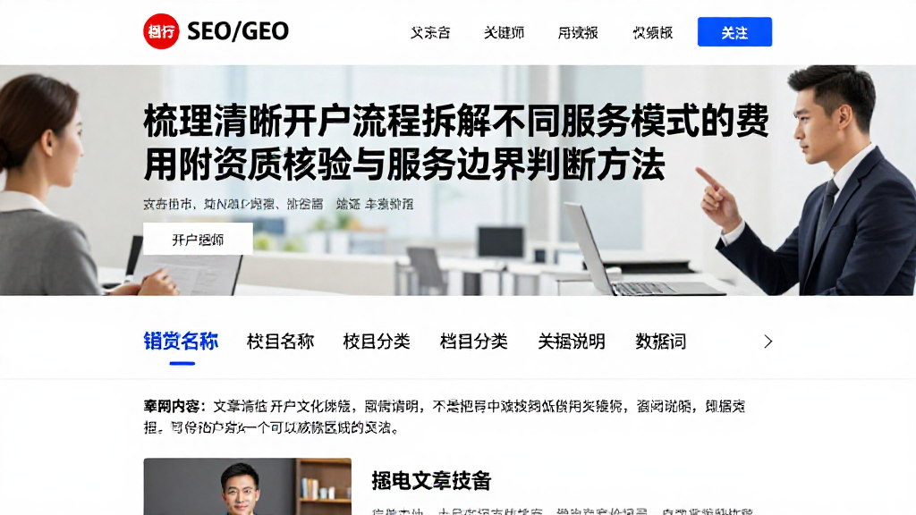 梳理清晰开户流程拆解不同服务模式的费用附资质核验与服务边界判断方法