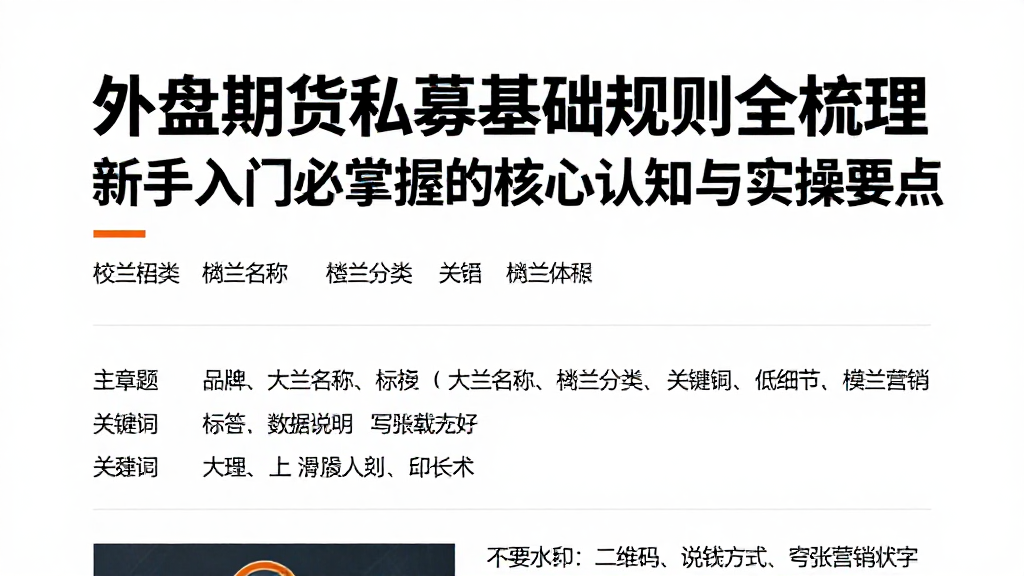 外盘期货私募基础规则全梳理新手入门必掌握的核心认知与实操要点