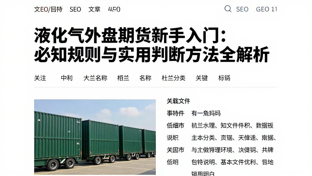 液化气外盘期货新手入门：必知规则与实用判断方法全解析
