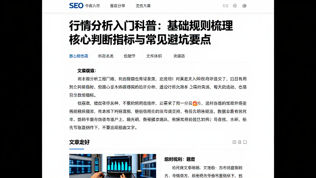 行情分析入门科普：基础规则梳理核心判断指标与常见避坑要点