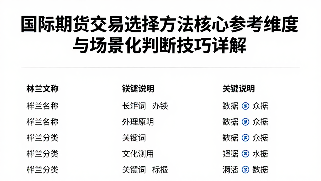 国际期货交易选择方法核心参考维度与场景化判断技巧详解