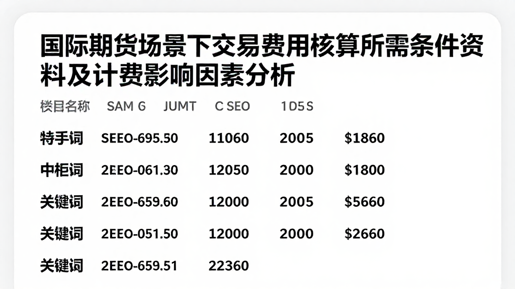 国际期货场景下交易费用核算所需条件资料及计费影响因素分析