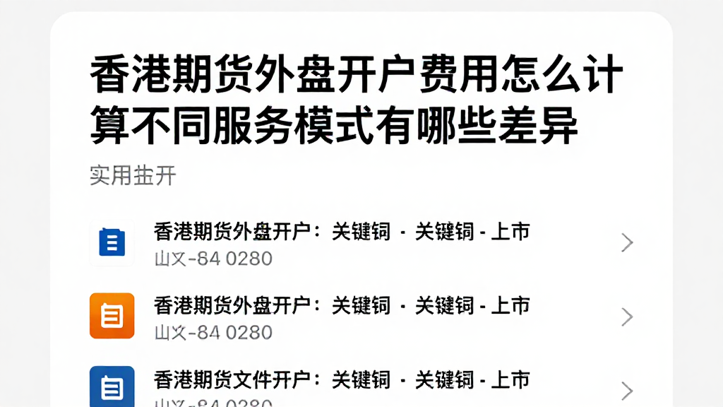 香港期货外盘开户费用怎么计算不同服务模式有哪些差异