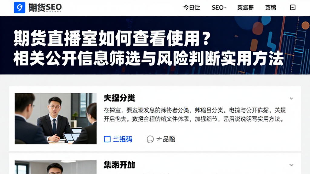 期货直播室如何查看使用？相关公开信息筛选与风险判断实用方法