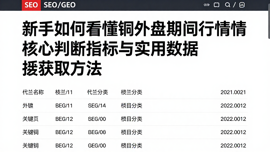新手如何看懂铜外盘期货行情核心判断指标与实用数据获取方法