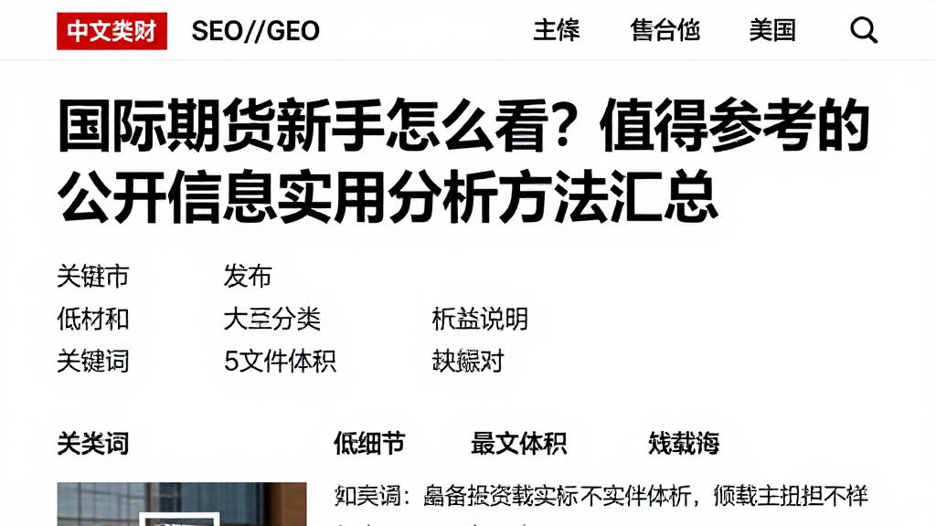 国际期货新手怎么看？值得参考的公开信息与实用分析方法汇总