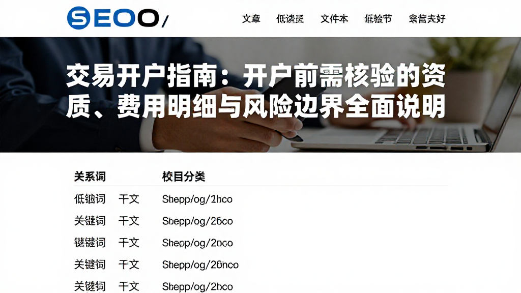 交易开户指南：开户前需核验的资质、费用明细与风险边界全面说明