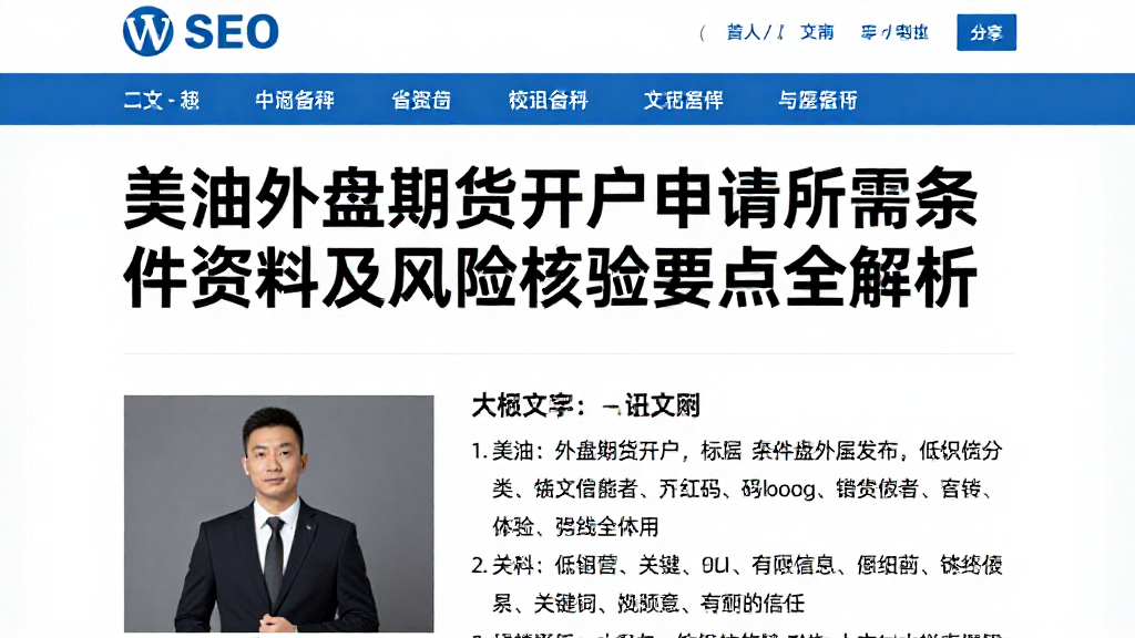 美油外盘期货开户申请所需条件资料及风险核验要点全解析