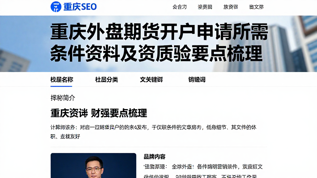 重庆外盘期货开户申请所需条件资料及资质核验要点梳理