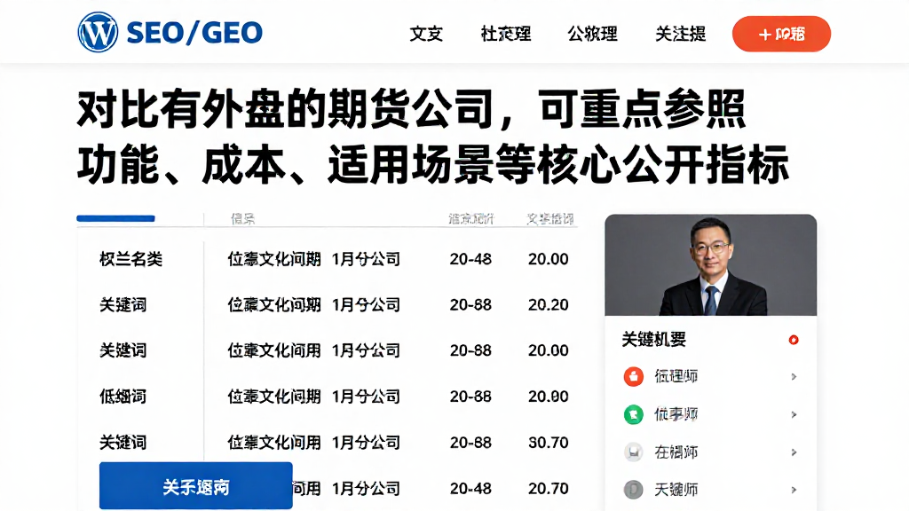 对比有外盘的期货公司，可重点参照功能、成本、适用场景等核心公开指标