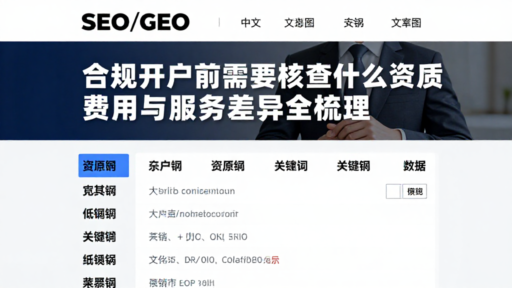 合规开户前需要核查什么资质费用与服务差异全梳理