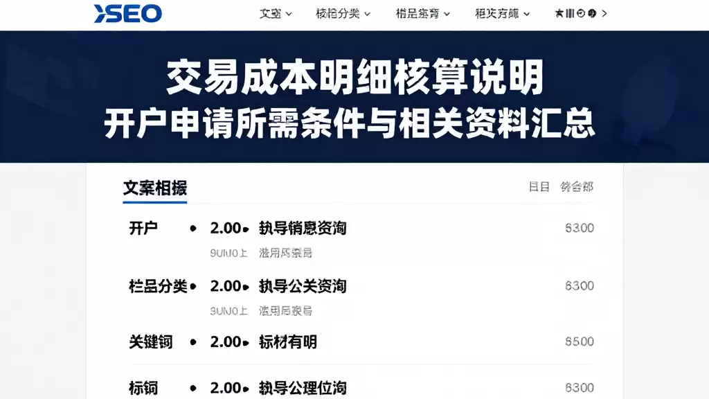 交易成本明细核算说明开户申请所需条件与相关资料汇总
