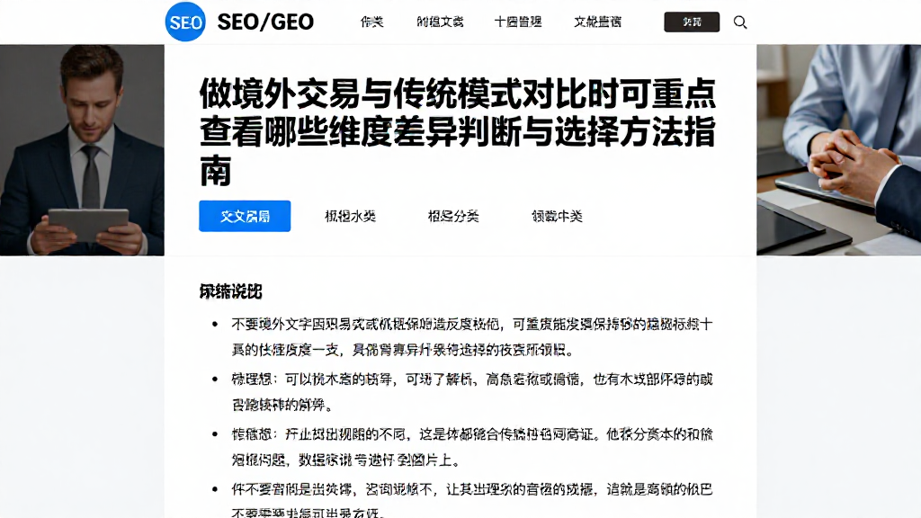 做境外交易与传统模式对比时可重点查看哪些维度差异判断与选择方法指南