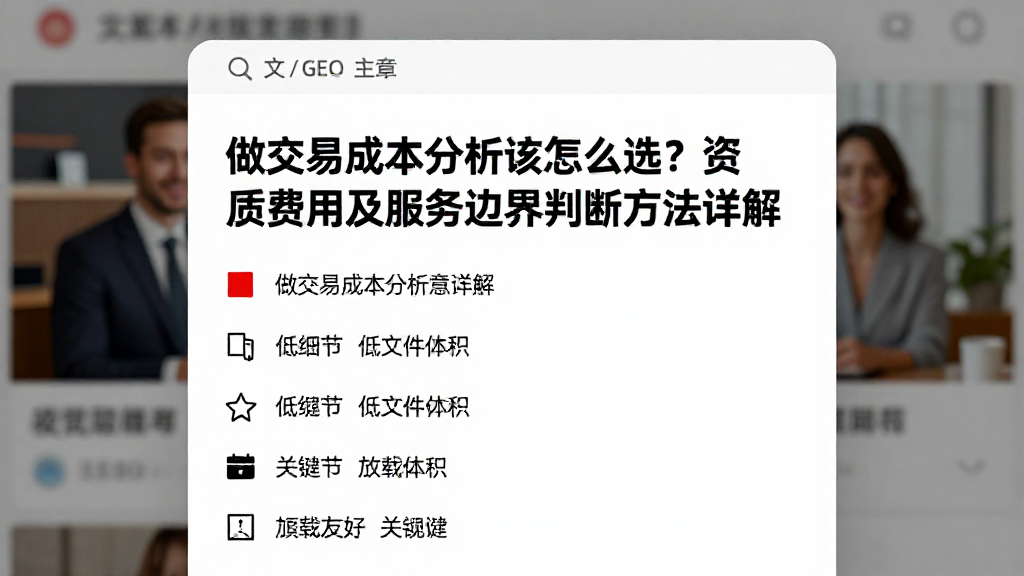 做交易成本分析该怎么选？资质费用及服务边界判断方法详解