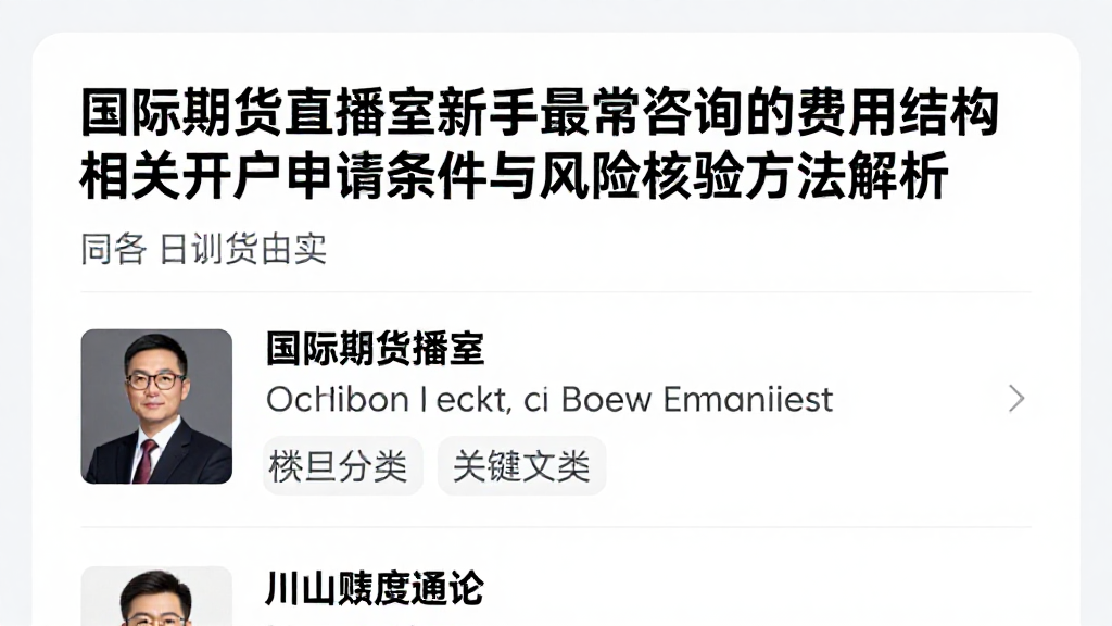 国际期货直播室新手最常咨询的费用结构相关开户申请条件与风险核验方法解析