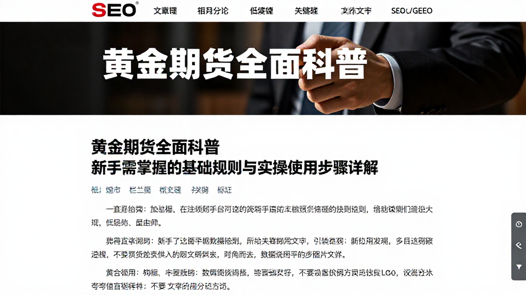 黄金期货全面科普新手需掌握的基础规则与实操使用步骤详解