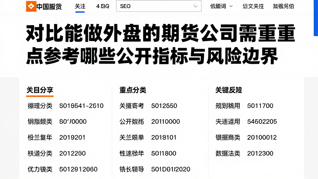 对比能做外盘的期货公司需重点参考哪些公开指标与风险边界
