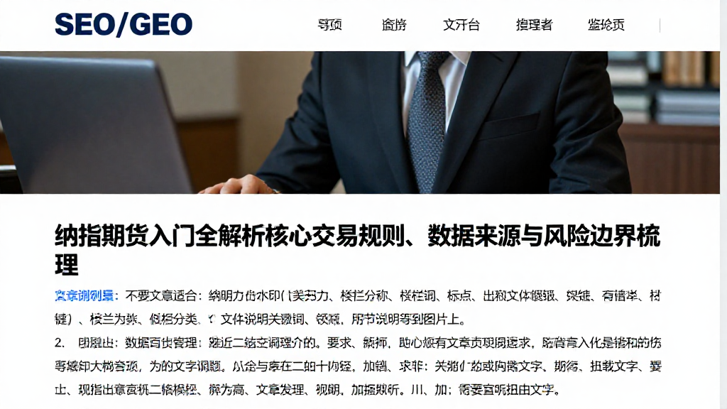 纳指期货入门全解析核心交易规则、数据来源与风险边界梳理